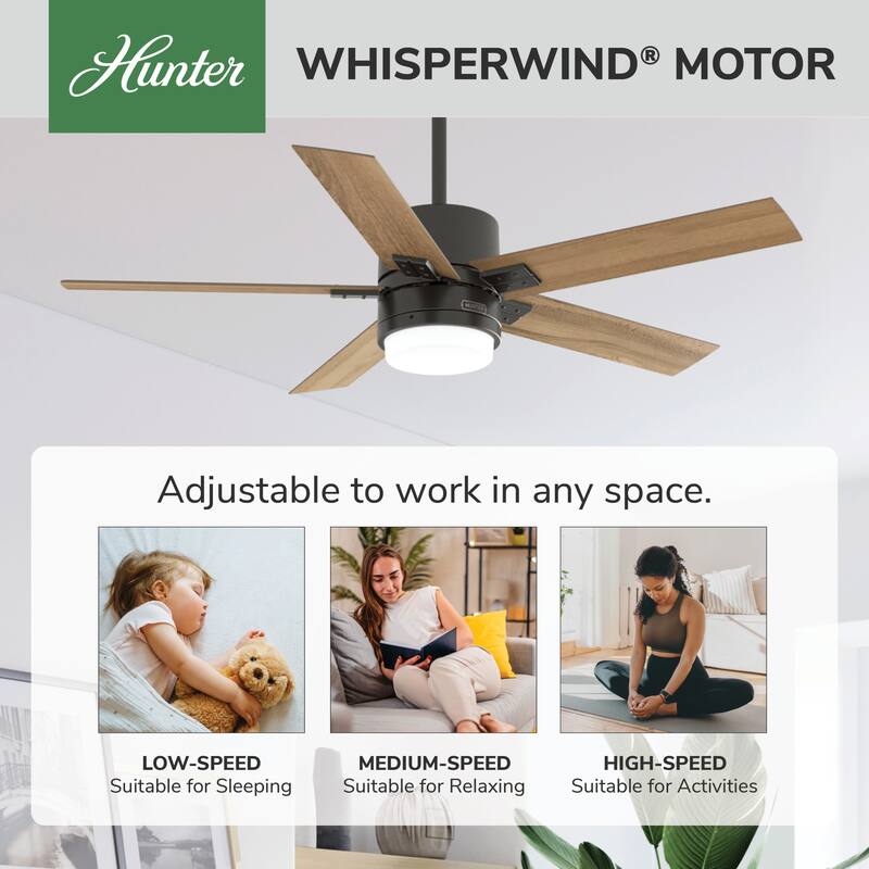 Hunter 52" Noble Bronze Ceiling Fan with LED Light Kit and Handheld Remote