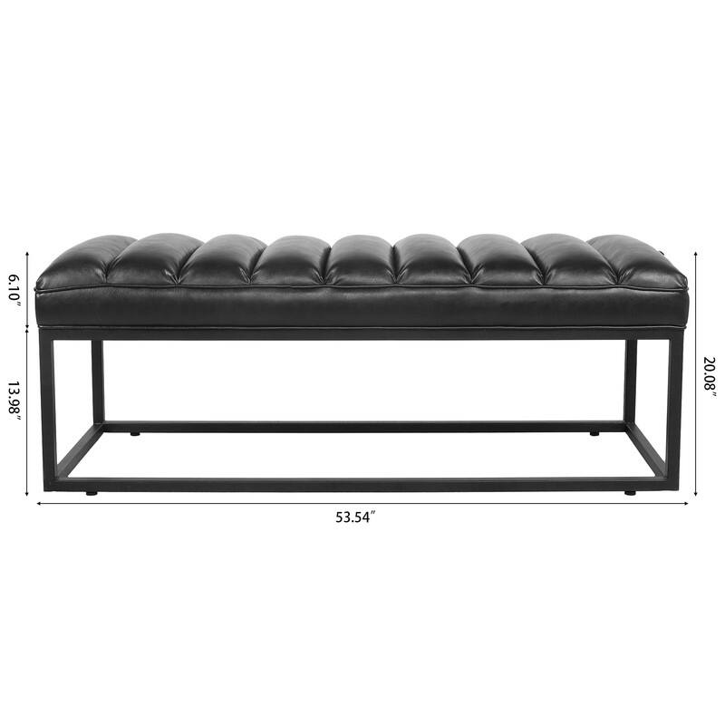 53'' PU Leather Upholstered Bench with Metal Base for Bedroom and Entryway