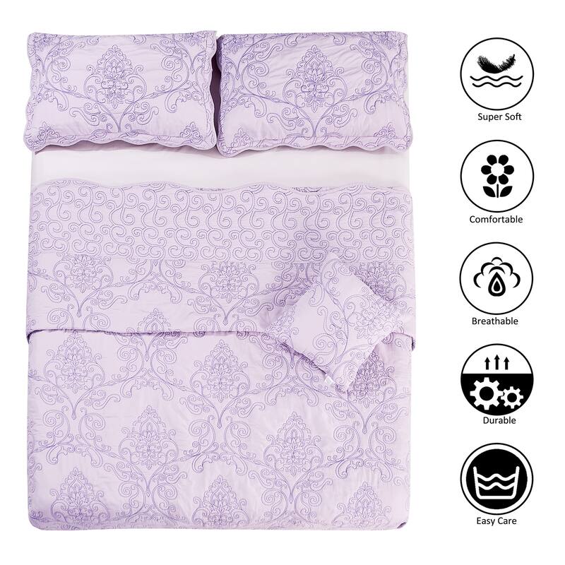 Serenta Damask Oversized 4-piece Bedspread Set