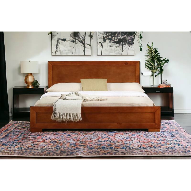 HomeRoots Brown Wood King Bed Frame - King