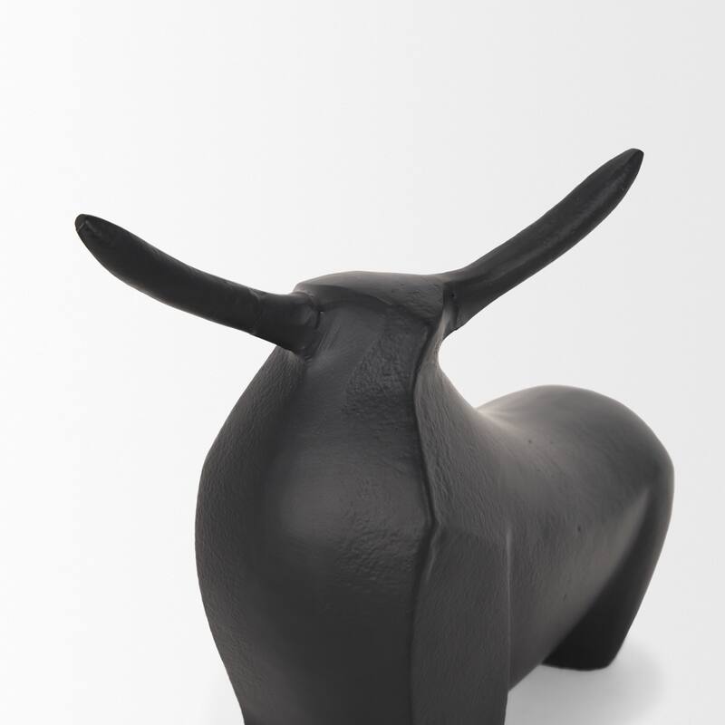 Radu Small Matte Black Metal Bull Decorative Object - 9.5L x 3.3W x 7.8H - 9.5L x 3.3W x 7.8H