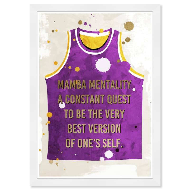 Wynwood Studio Prints Fashion and Glam Mamba Mentality Jersey Purple and Metallic Gold Glam Wall Art Canvas Print