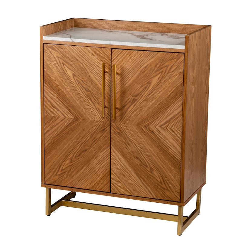 SEI Furniture Tacuba Mid-century Modern Wood and Faux Marble Bar Cabinet