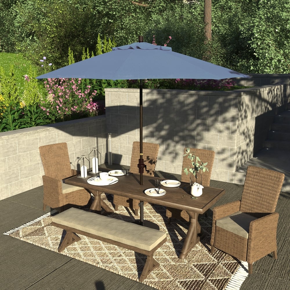 California Umbrella 9' Rd Patio Umbrella Bronze Aluminum Frame Fiberglass Ribs Crank Lift Collar Tilt Sunbrella