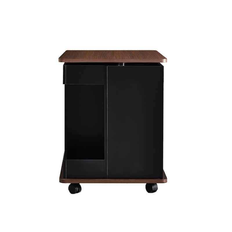 Modern Multifunctional Sofa Side Table with Lift-Top, 360° Rotating Top