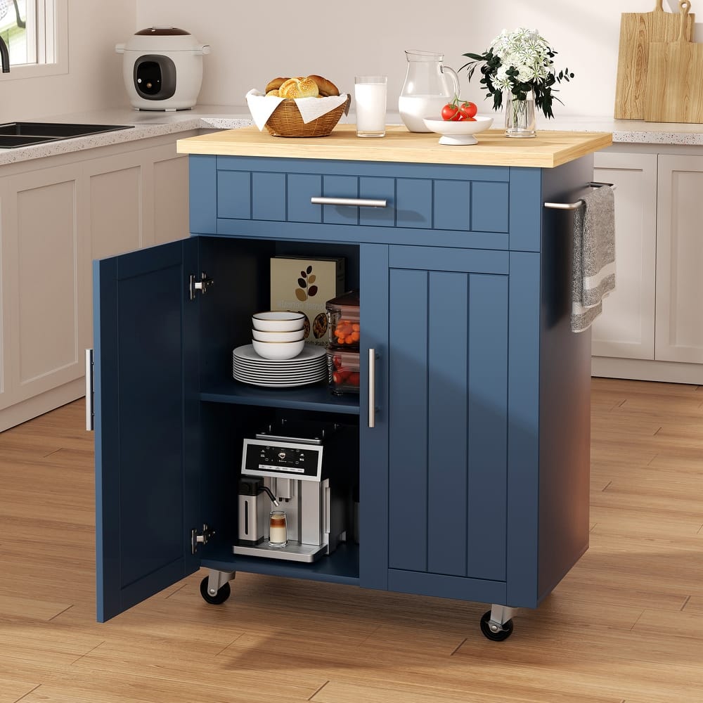 Kitchen Island Cart with Storage Cabinet & Counter Space