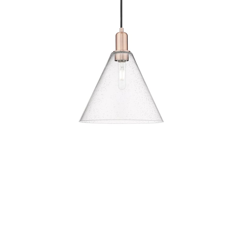 Innovations Lighting 716-1P-14-12 Berkshire Glass Pendant Berkshire - Antique Copper / Seedy