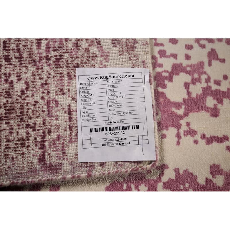 Contemporary / Abstract Indian Area Rug Handmade Wool Carpet - 5'11"x 8'11"