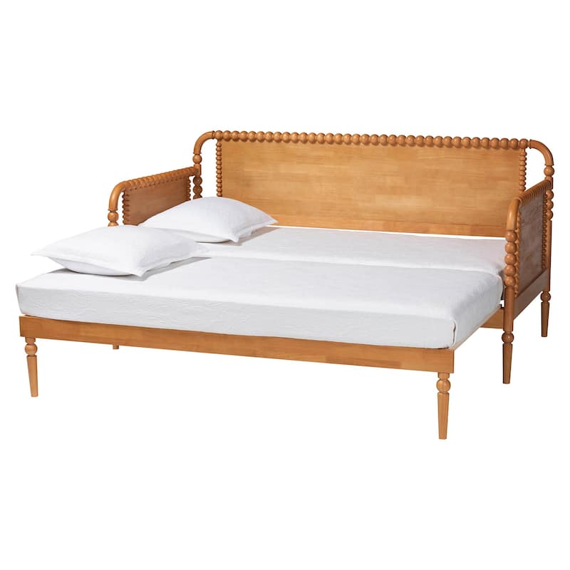 Lucera Bobbin Twin-To-King Expandable Daybed - Wood Bed Frame with Turned Spindle Detailing, Classic Style Sofa Bed