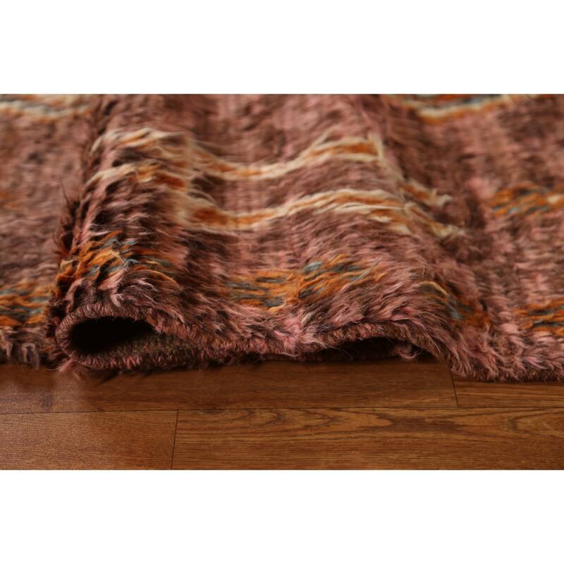 Hand Knotted Oriental 100% Wool Carpet Modern Tribal Pink Moroccan Area Rug - 9' 0'' X 5' 9''