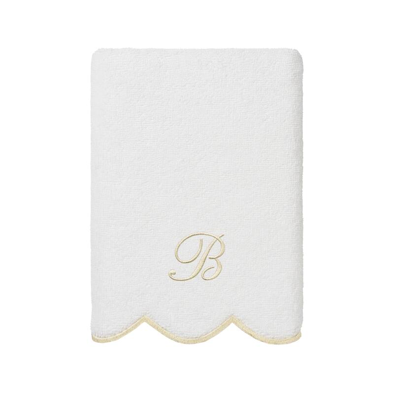 Authentic Hotel and Spa 100% Turkish Cotton Beige ADORNIA Scallop Personalized 3 Piece Towel Set - 3 Piece Set