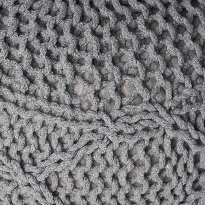 Morven Modern Knitted Cotton Round Pouf by Christopher Knight Home