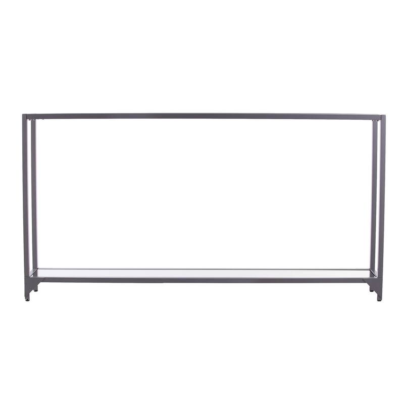 Glass Mirrored Console Table and Metal Frame with Shelf - 56” L x 8” W x 29” H