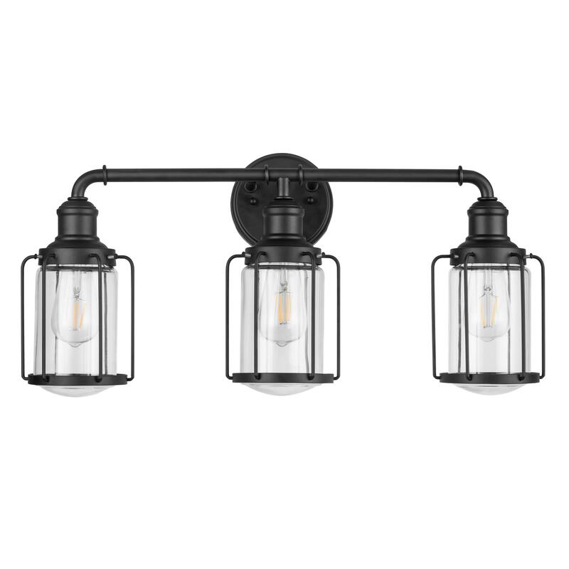 Prominence Home Lincoln Woods Industrial Farmhouse Bathroom Vanity Light, Matte Black - Matte Black