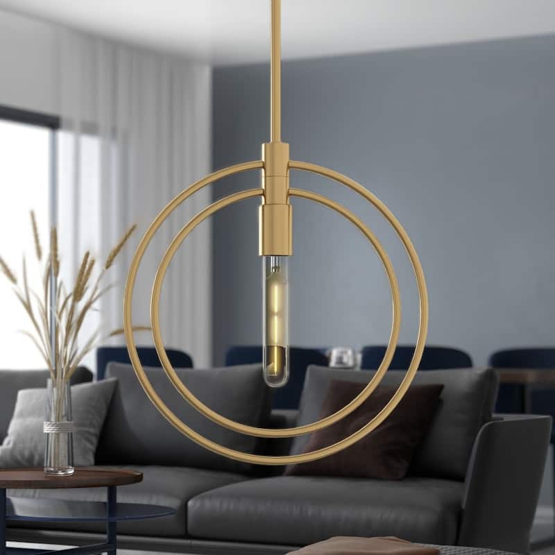 Nyla Single Light Brass Circular Pendant - 14 x 12 x 15