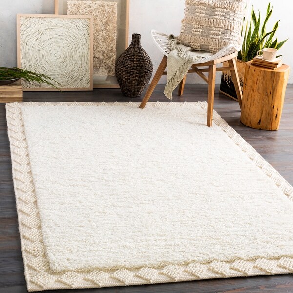Agneta Handmade Hygge Border Wool Area Rug. Opens flyout.