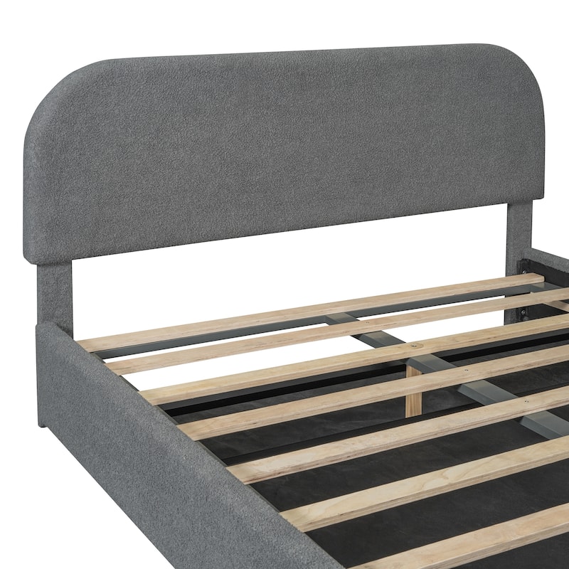 Teddy Fleece Queen Size Bed with Hydraulic Storage System