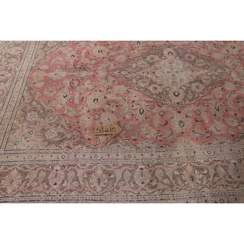 Traditional Mashad Persian Vintage Area Rug Hand-Knotted Wool Carpet - 6'4"x 9'7"