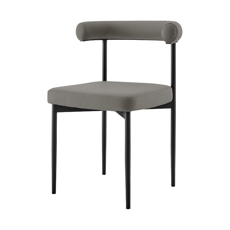 HomeRoots Set of Two Gray And Black Upholstered Faux Leather Open Back Dining Side Chairs