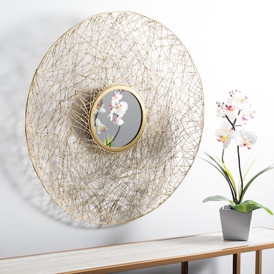 SAFAVIEH Harner Brass 30-inch Round Decorative Mirror - 30" x 30" x 1.5"