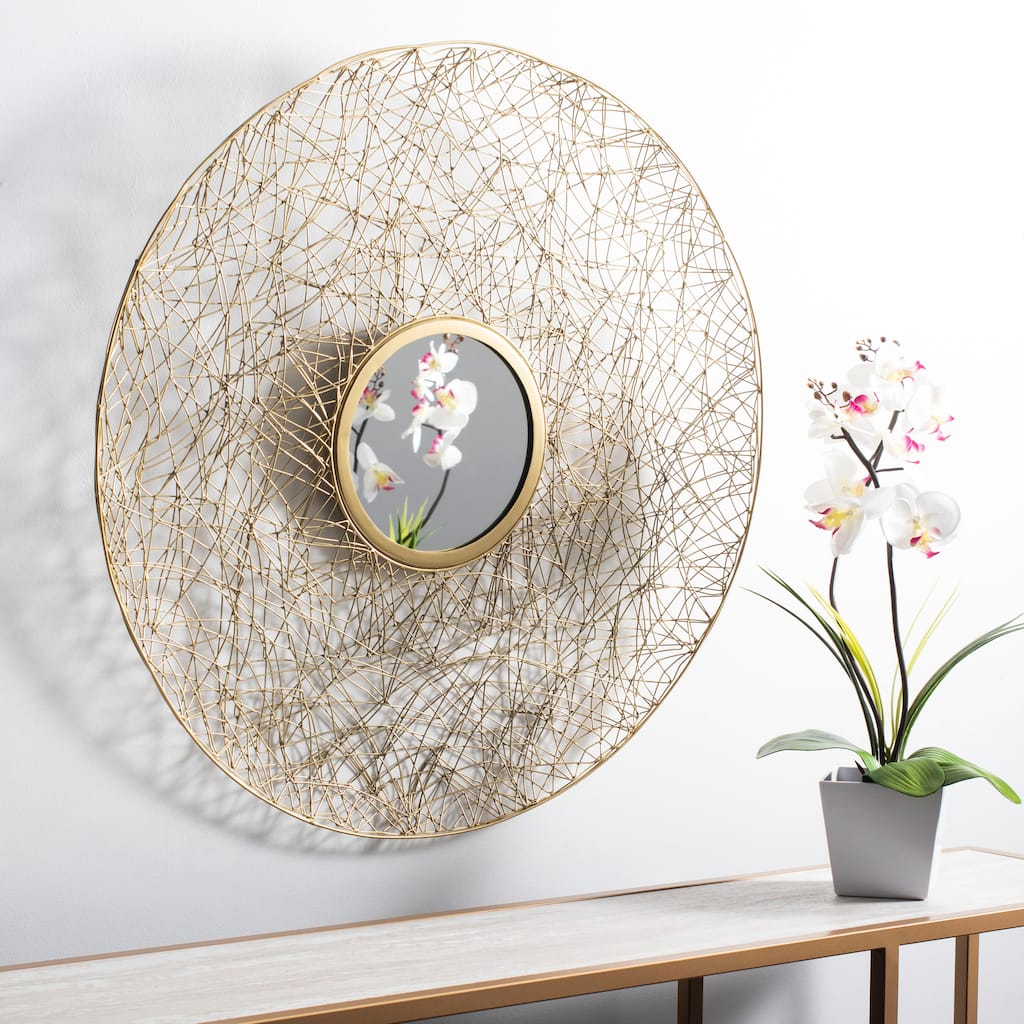 SAFAVIEH Mallorie Brass 30-inch Round Decorative Mirror - 30" x 30" x 1.5" - 30Wx30Dx2H