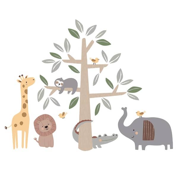 slide 2 of 4, Lambs & Ivy Jungle Story Safari Elephant/Tree Nursery Wall Decals/Stickers
