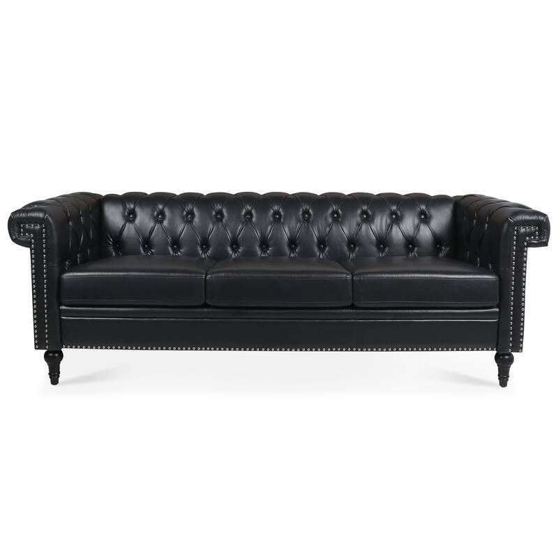 Traditional 3-Seat Sofa with Square Arms and Removable Cushion