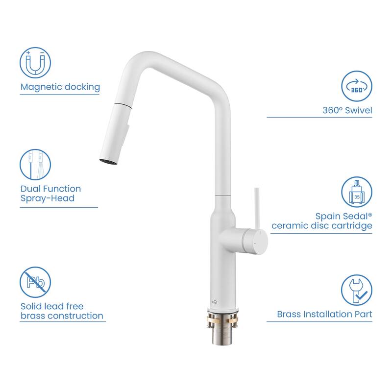 Brass High Arc Single Lever Kitchen Faucet with Pull Down Sprayer