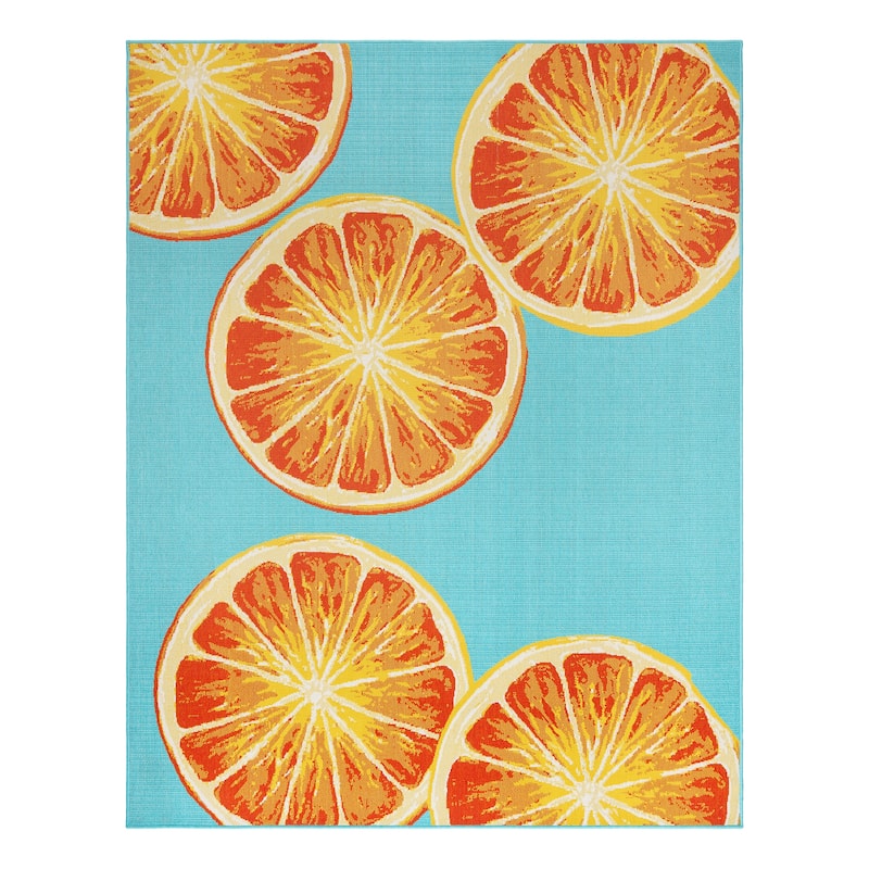 Gertmenian Jona Bold Summer Fruits Bright Bold Indoor/ Outdoor Flatweave Area Rug - 8'9" x 13'1" - Oranges