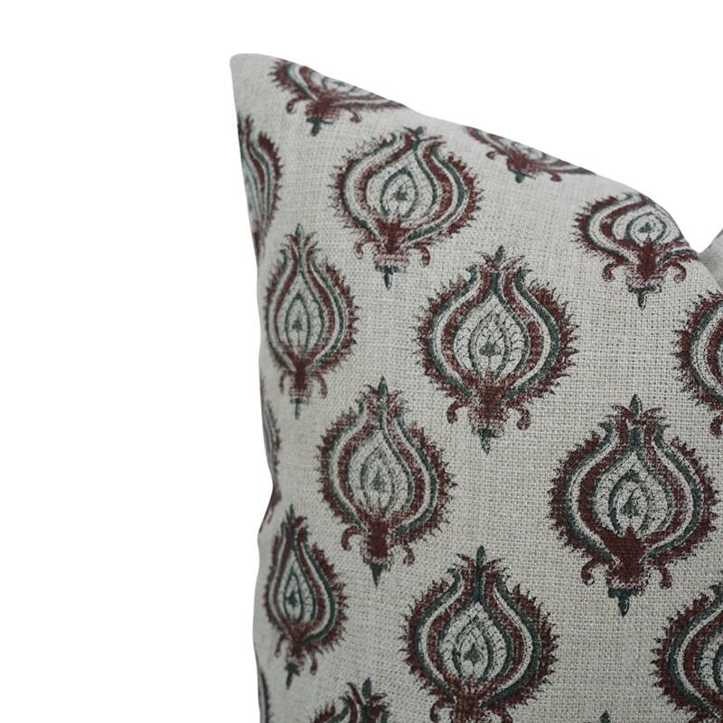 Linen Farmhouse Block print pillow Cover-Uday
