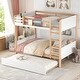 preview thumbnail 3 of 5, Pine wood+MDF Full over Full Bunk Bed with Twin Size Trundle and Ladder Storage Shelves.