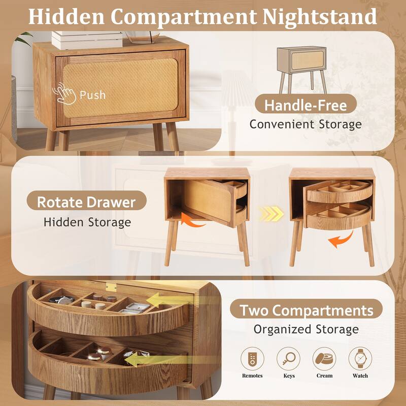 22.25 in Rotating Hidden Compartment Nightstands