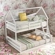 preview thumbnail 1 of 18, Modern Twin Over Full Separate House Bunk Bed With Built-in Ladder,Sturdy Pine Wood Frame White