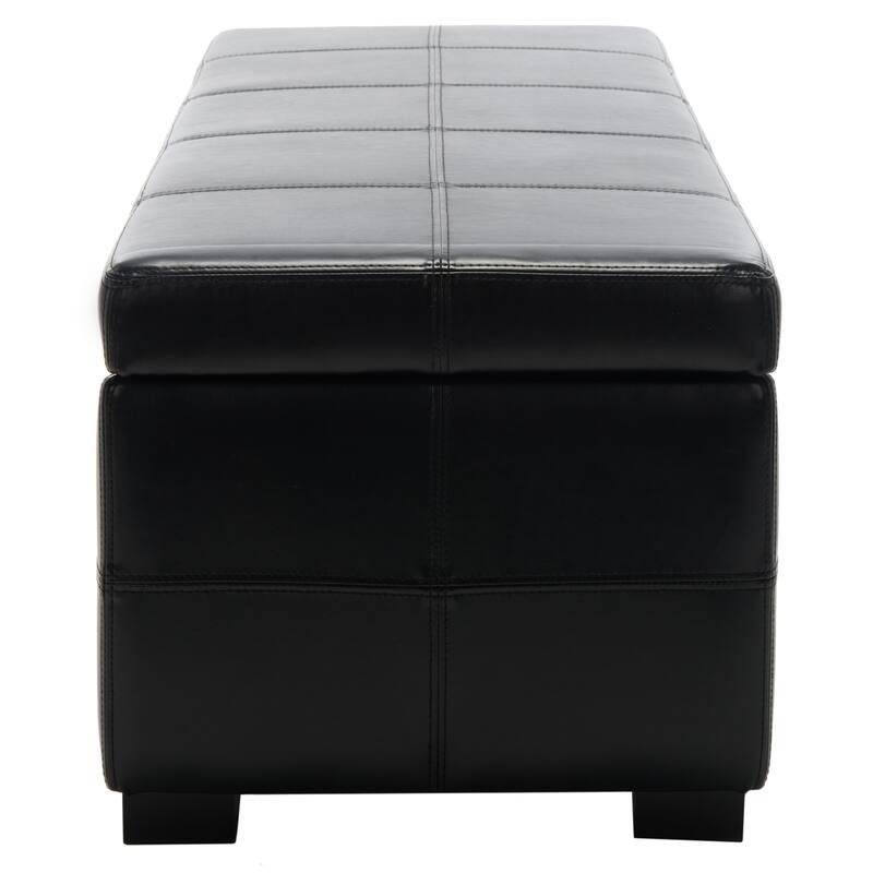 SAFAVIEH Kerrie Brown Bicast Leather/Wood Storage Bench - 46.9" x 18.3" x 16.7" - 47Wx18Dx17H