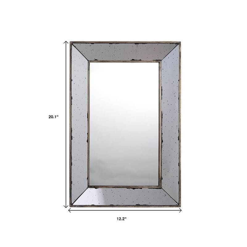 HomeRoots 20" Silver Framed Antiqued Accent Mirror - 12.2' X '20.1' X '1