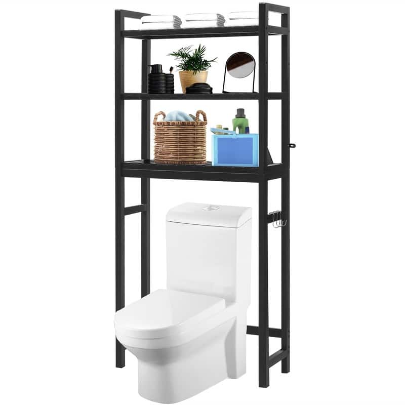 Over the Toilet Storage Cabinet - 10.3"D x24.8"W x 67"H - Black