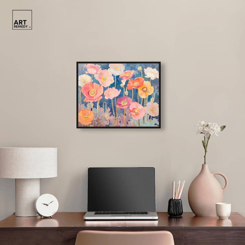 Pastel Poppies Canvas by Art Remedy