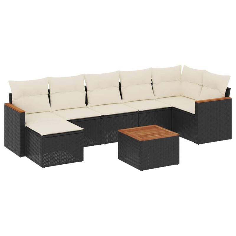 vidaXL Patio Sofa Set with Cushions Outdoor Conversation Furniture Poly Rattan - 24.4 x 24.4 x 27.2 in