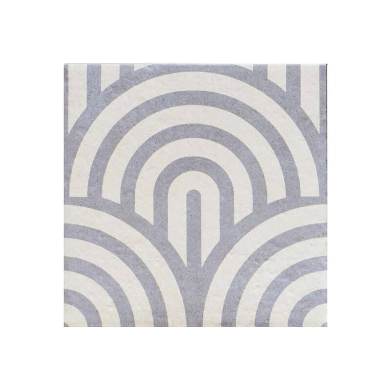 Verity Waves 8x8 Matte Porcelain Encaustic Tile - Floor, Wall, Backsplash
