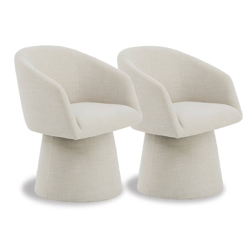 Evie Modern Upholstered Fabric Swivel Dining Chair - Set of 2 - Beige