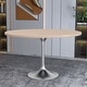 preview thumbnail 20 of 29, Verve 48" Modern Round Solid Wood Top Dining Table with Brushed Chrome Steel Pedestal Base for Kitchen & Dining Room