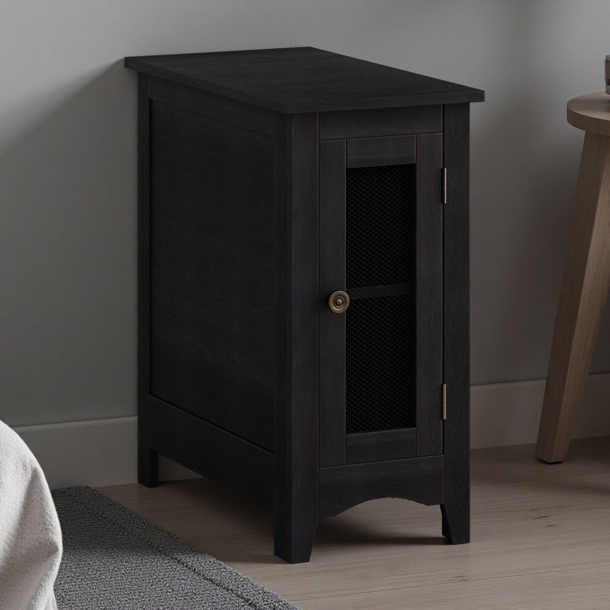 11.75"L x 21.75"W x 24.25"H Narrow Rectangle Accent Side Table with Storage & Two-Tone Finish