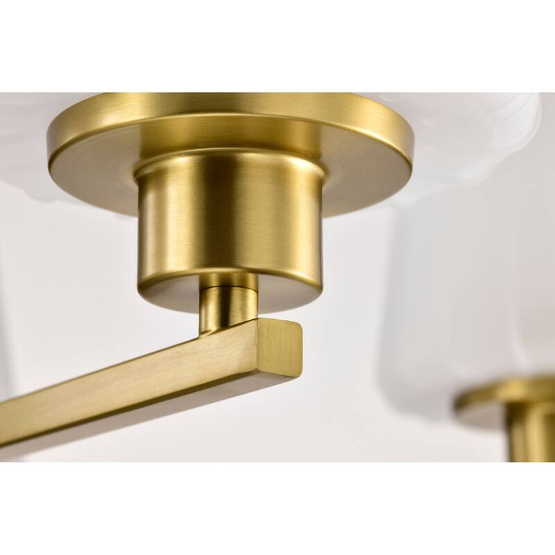 Lune 5 Light Chandelier Vintage Brass Finish Etched White Glass - Vintage Brass