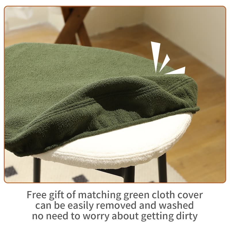 Set of 2 Soft Fabric Upholstered Counter Height Bar Stools