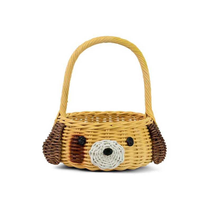 Hand Woven Dog Rattan Wedding Flower Girl Basket Easter Decorative Decor Bin Organizer Storage Cute Handmade Handcrafted Gift