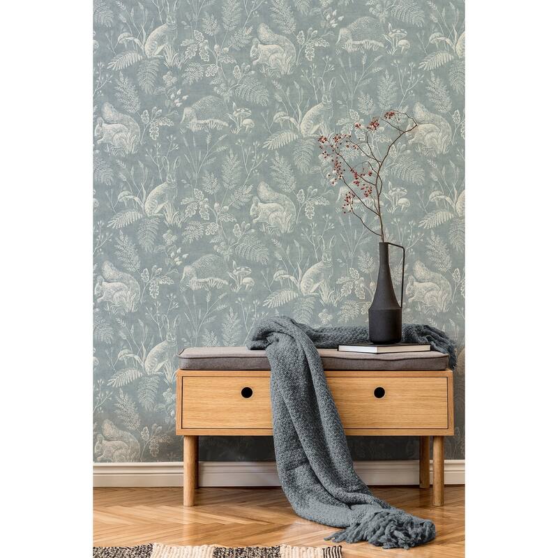 Woodland Blue Toile Wallpaper