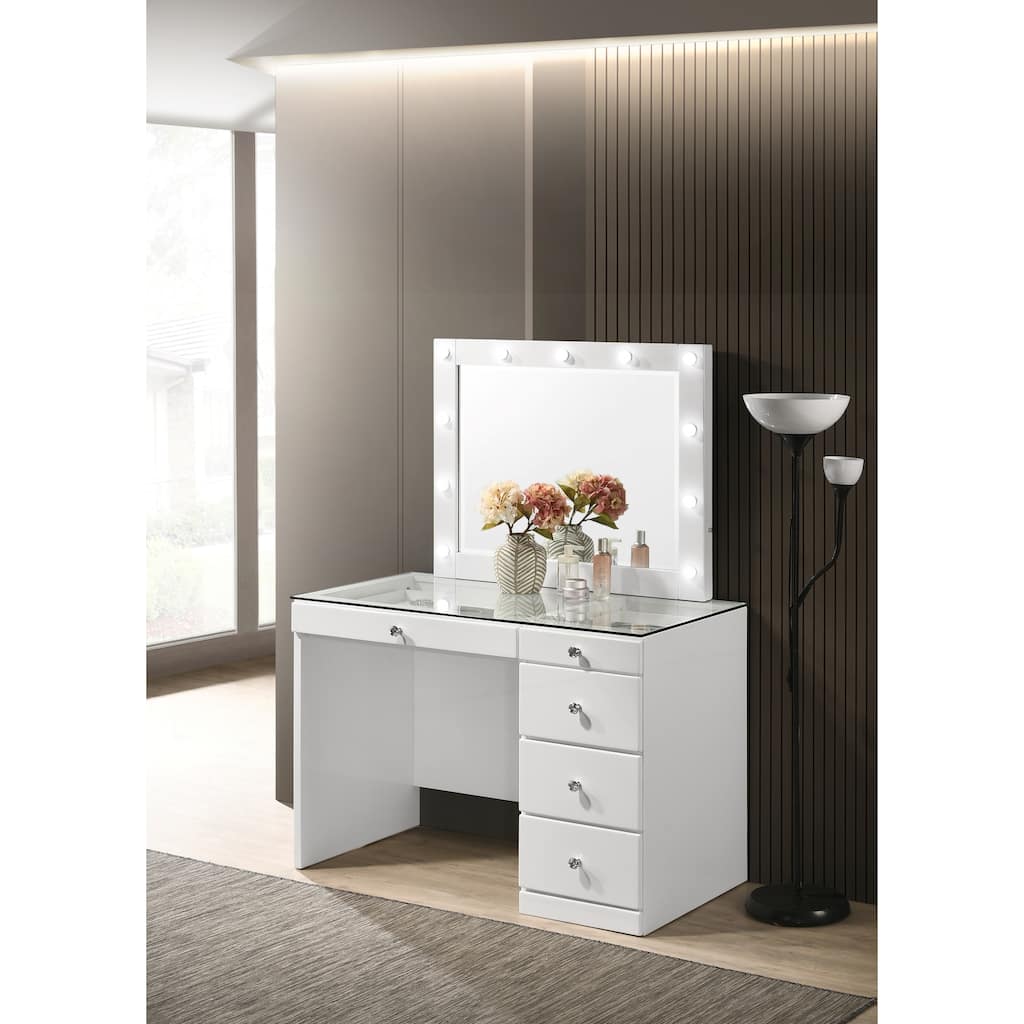 Glam LED Lights in Frame Mirror Vanity Top Landscape Mirror