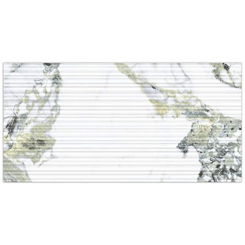 Merola Tile Touche Pleated Deco Jade 23-1/2" x 47-1/8" Porcelain Floor and Wall Tile