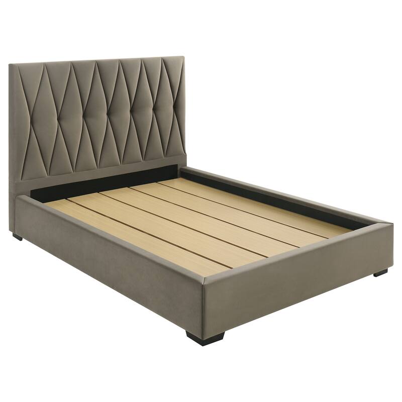 Delsea Upholstered Panel Platform Bed Light Brown - Queen