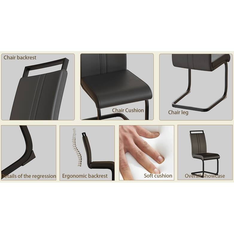Dining Chairs,PU Faux Leather High Back Upholstered Side Chair with Black Metal Leg